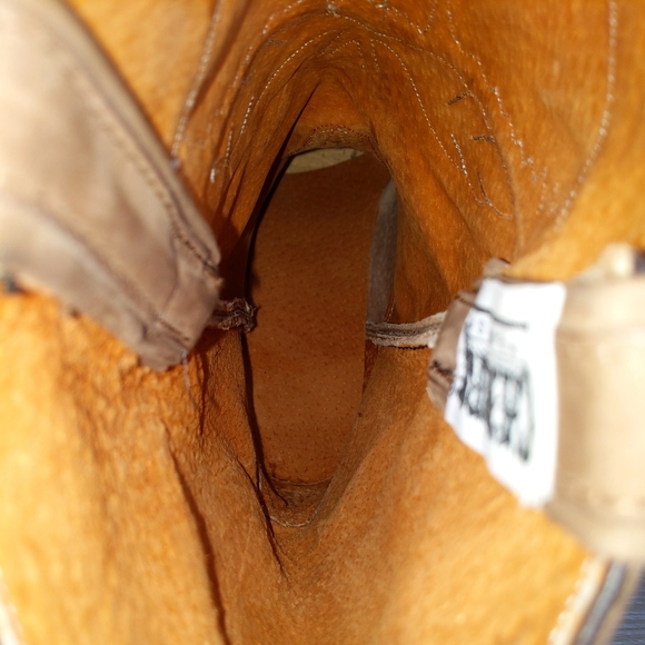 Men's Caborca Mexican Cowboy Boots 9.5 Leather VTG Custom Harness Biker Moto Tan - Picture 5 of 7